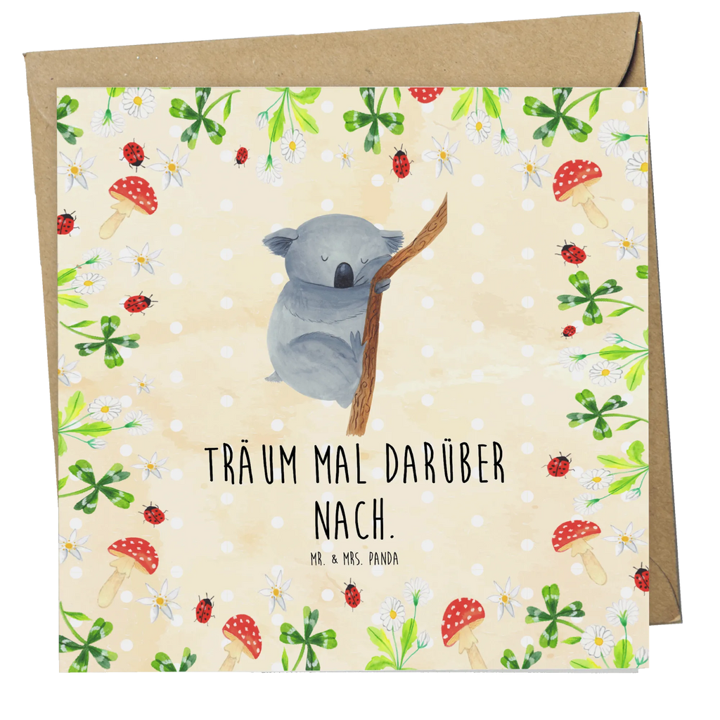 Karta Deluxe Koala Geburtstagskarte, Klappkarte, Grußkarte, Karte, Hochwertige Klappkarte, Einladungskarte, Glückwunschkarte, Hochzeitskarte, Hochwertige Grußkarte, Tiermotive, Gute Laune, lustige Sprüche, Tiere, träumen, Koala, Koalabär, Traum, schlafen, Schlafzimmer, Traumland, Bär