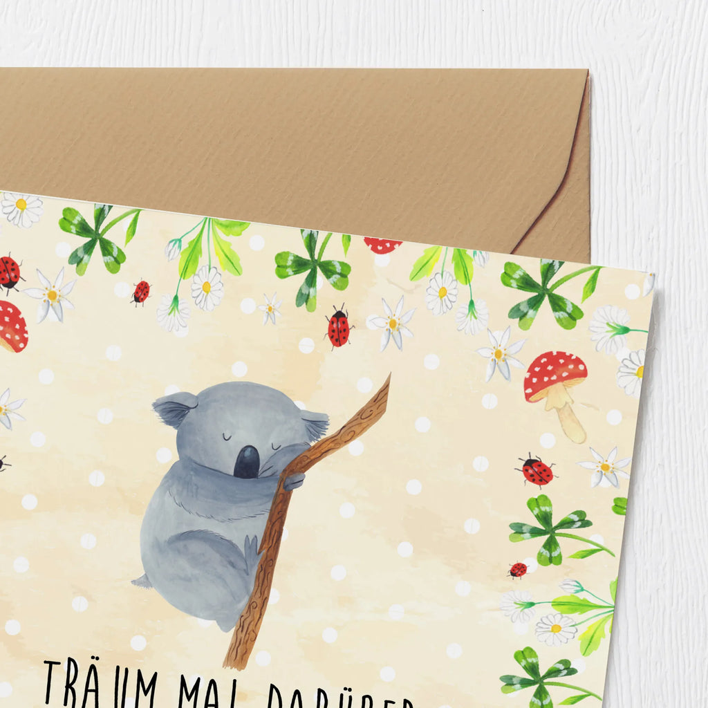 Karta Deluxe Koala Geburtstagskarte, Klappkarte, Grußkarte, Karte, Hochwertige Klappkarte, Einladungskarte, Glückwunschkarte, Hochzeitskarte, Hochwertige Grußkarte, Tiermotive, Gute Laune, lustige Sprüche, Tiere, träumen, Koala, Koalabär, Traum, schlafen, Schlafzimmer, Traumland, Bär