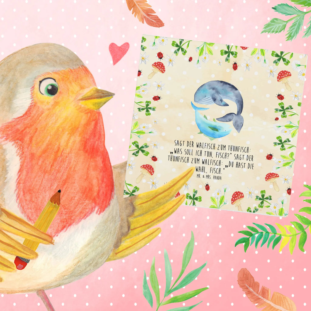 Deluxe Card whale tuna Hochwertige Grußkarte, Karte, Hochzeitskarte, Geburtstagskarte, Klappkarte, Glückwunschkarte, Einladungskarte, Grußkarte, Hochwertige Klappkarte, Tiermotive, Gute Laune, lustige Sprüche, Tiere, Spruch lustig, Wal, Spruch des Tages, Flachwitz, Tunfisch, Witz, Wortwitz lustig, Wahl, Flachwitz Geschenk