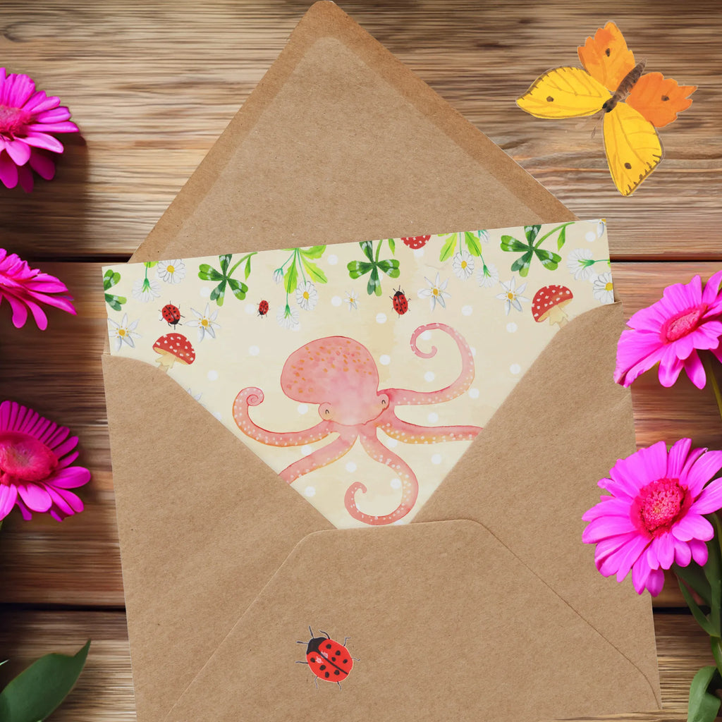 Deluxe Card Squid Klappkarte, Hochwertige Klappkarte, Karte, Grußkarte, Einladungskarte, Hochwertige Grußkarte, Glückwunschkarte, Hochzeitskarte, Geburtstagskarte, Tiermotive, Gute Laune, lustige Sprüche, Tiere, Ozean, Meerestier, Wasser, Krake, Tintenfisch, Meer, Arme