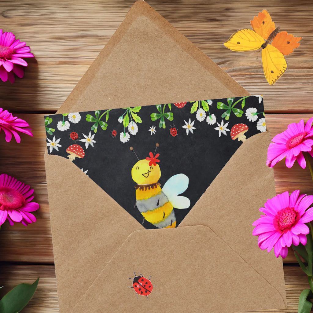 Deluxe Karte Biene Blume Glückwunschkarte, Einladungskarte, Karte, Grußkarte, Hochwertige Grußkarte, Hochwertige Klappkarte, Klappkarte, Geburtstagskarte, Hochzeitskarte, Biene, Wespe, Hummel