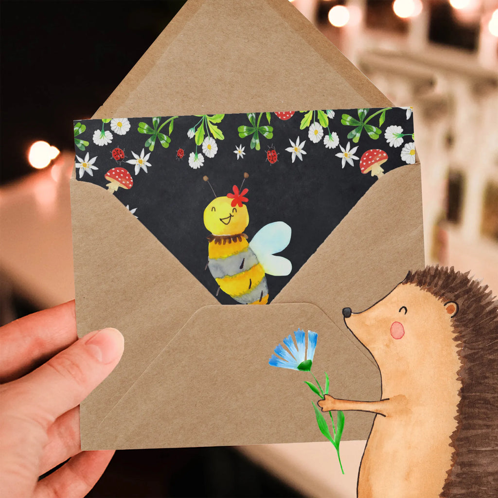 Deluxe Karte Biene Blume Glückwunschkarte, Einladungskarte, Karte, Grußkarte, Hochwertige Grußkarte, Hochwertige Klappkarte, Klappkarte, Geburtstagskarte, Hochzeitskarte, Biene, Wespe, Hummel