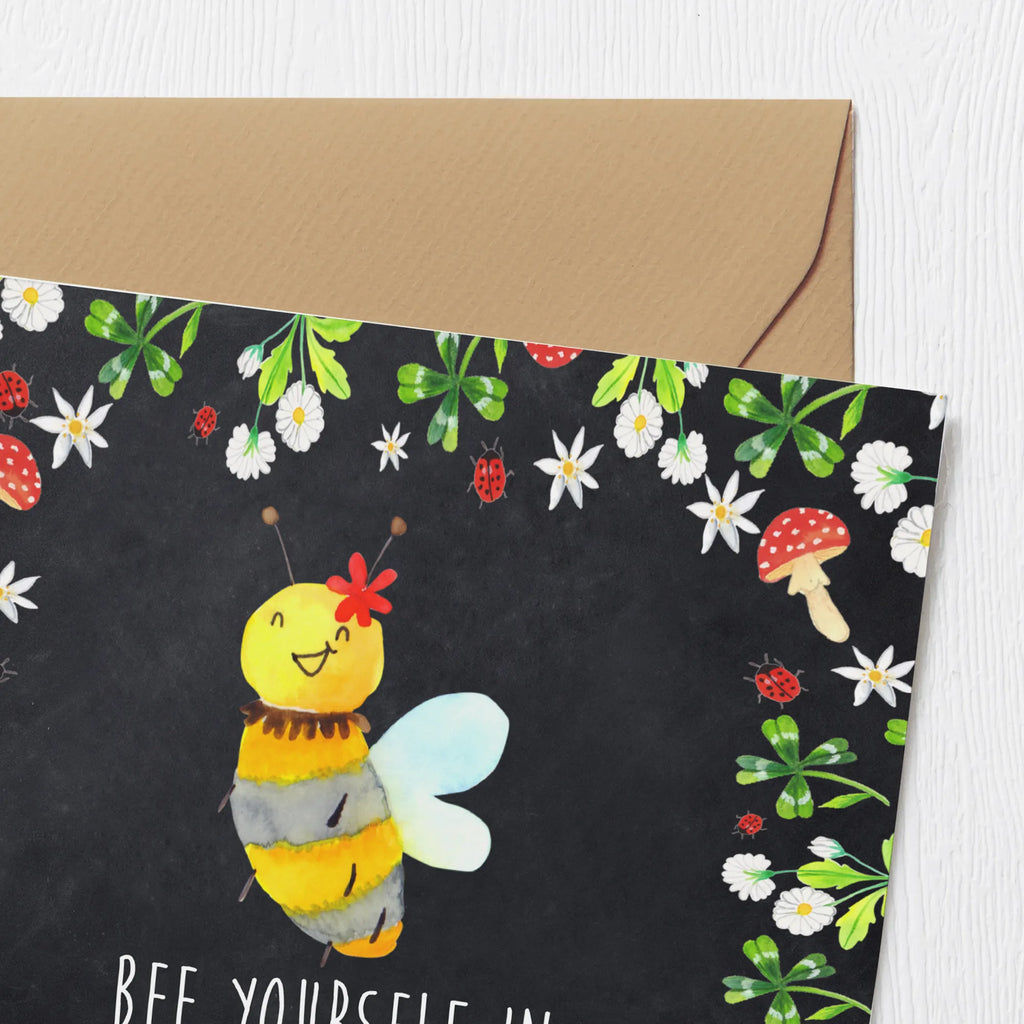 Deluxe Karte Biene Blume Glückwunschkarte, Einladungskarte, Karte, Grußkarte, Hochwertige Grußkarte, Hochwertige Klappkarte, Klappkarte, Geburtstagskarte, Hochzeitskarte, Biene, Wespe, Hummel