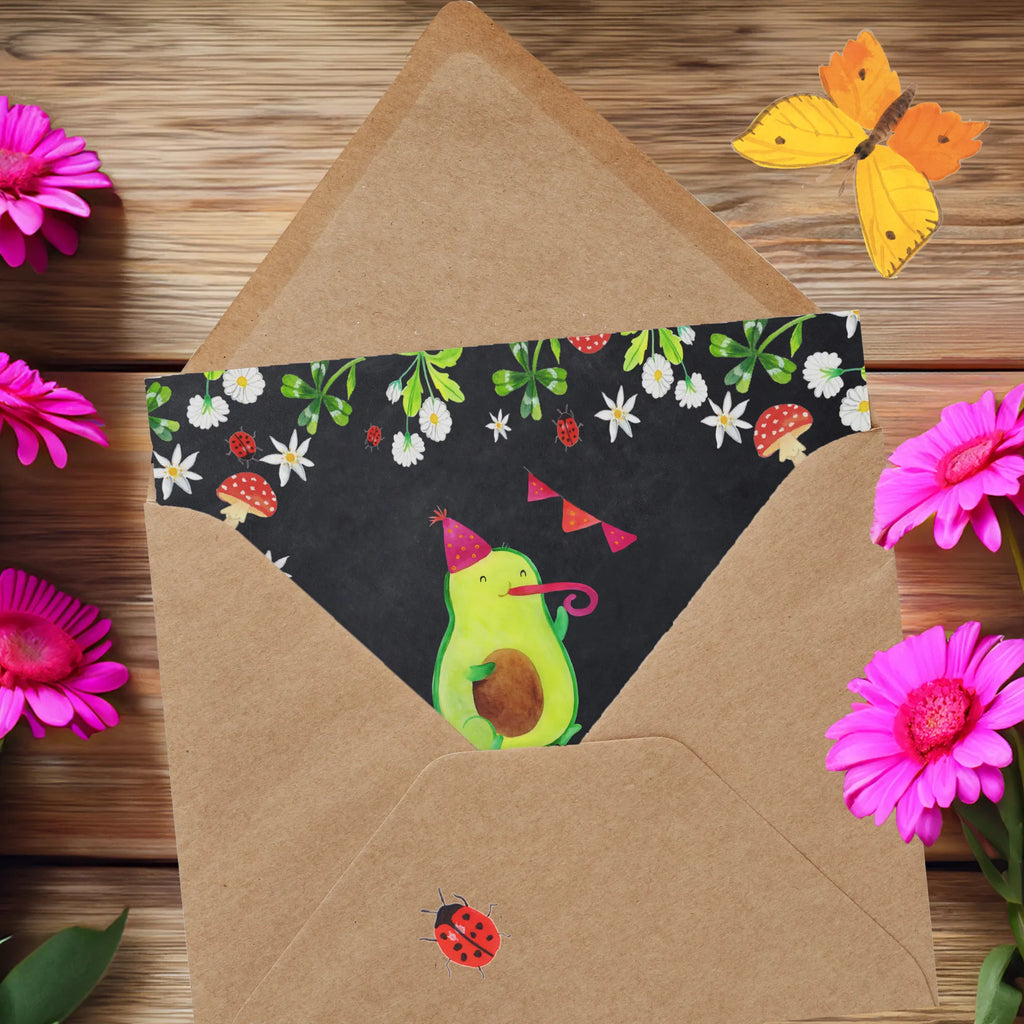 Deluxe Card avocado party time Hochzeitskarte, Klappkarte, Geburtstagskarte, Hochwertige Klappkarte, Karte, Hochwertige Grußkarte, Grußkarte, Glückwunschkarte, Einladungskarte, Avocado, Veggie, Vegan, Gesund