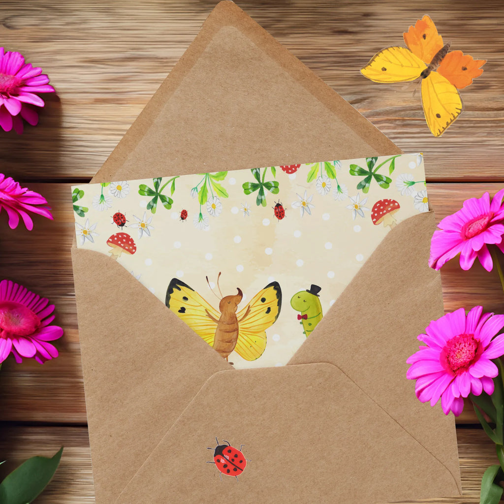 Deluxe Card Caterpillar butterfly Grußkarte, Hochzeitskarte, Karte, Glückwunschkarte, Klappkarte, Geburtstagskarte, Einladungskarte, Hochwertige Grußkarte, Hochwertige Klappkarte, Tiermotive, Gute Laune, lustige Sprüche, Tiere, Schmetterling, Hut, Entwicklung, Schönheit, Kokon, Zitronenfalter, Hütchen, Erwachsen werden, Aufwachsen, Raupe