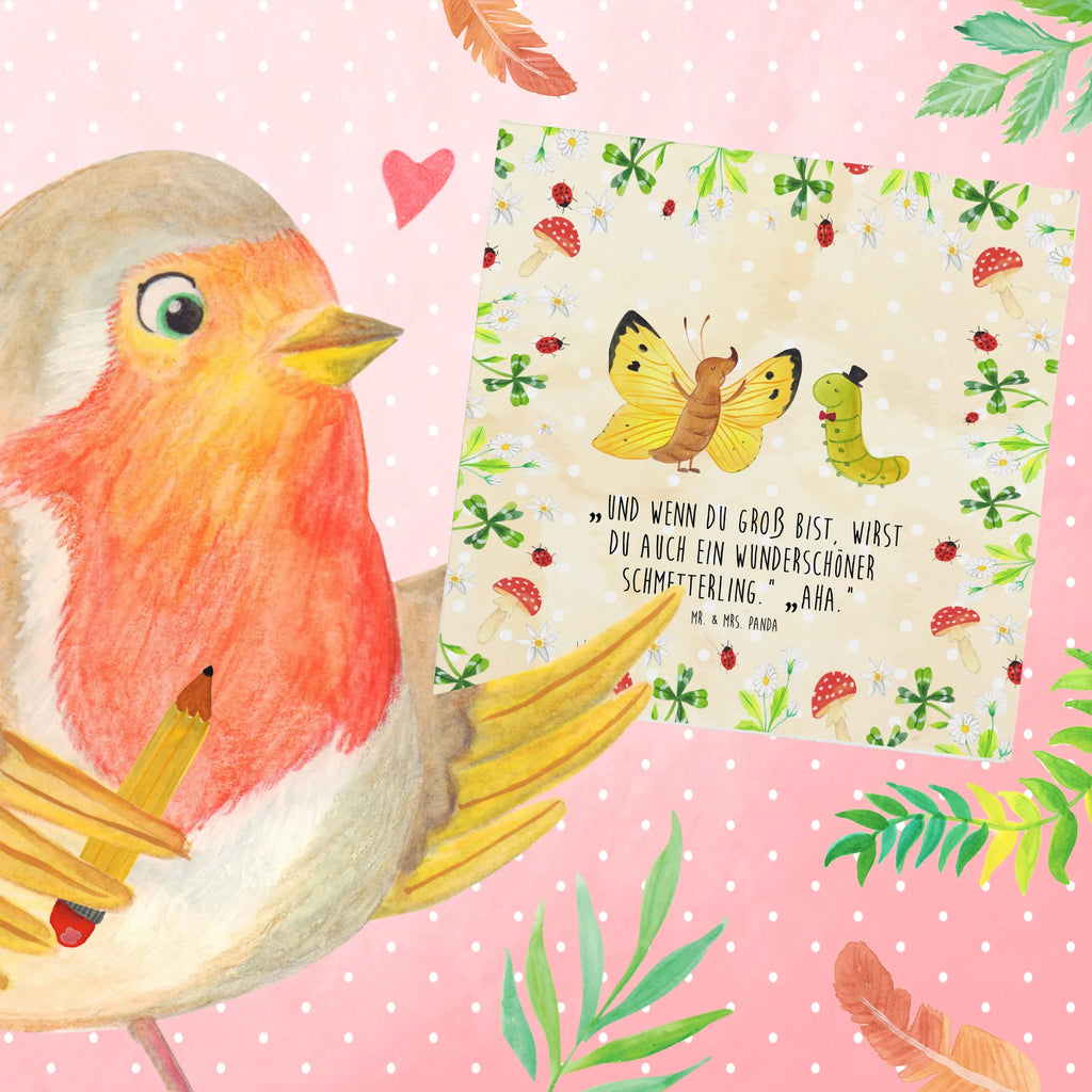 Deluxe Card Caterpillar butterfly Grußkarte, Hochzeitskarte, Karte, Glückwunschkarte, Klappkarte, Geburtstagskarte, Einladungskarte, Hochwertige Grußkarte, Hochwertige Klappkarte, Tiermotive, Gute Laune, lustige Sprüche, Tiere, Schmetterling, Hut, Entwicklung, Schönheit, Kokon, Zitronenfalter, Hütchen, Erwachsen werden, Aufwachsen, Raupe