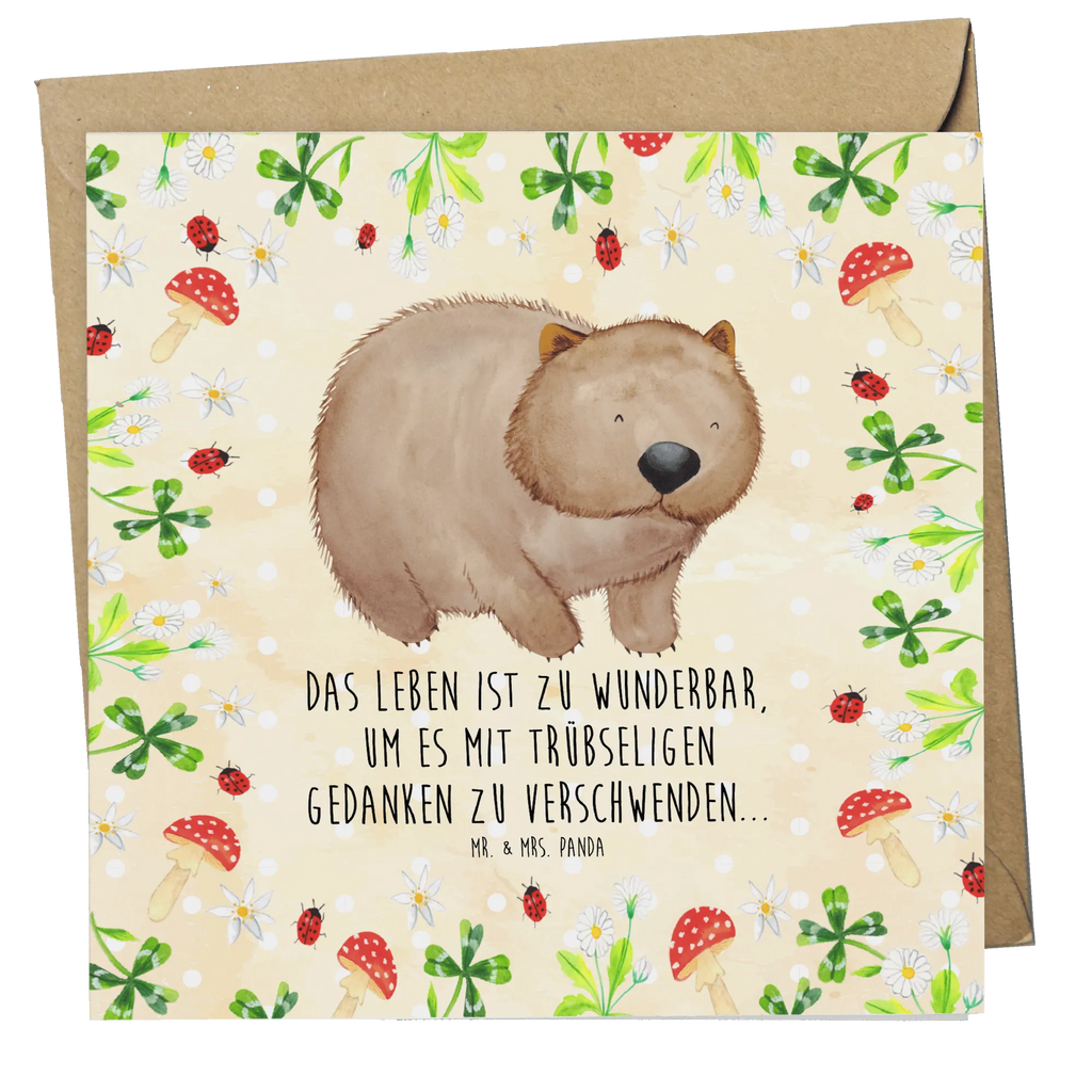 Deluxe Card Wombat Hochzeitskarte, Einladungskarte, Geburtstagskarte, Glückwunschkarte, Karte, Grußkarte, Hochwertige Grußkarte, Hochwertige Klappkarte, Klappkarte, Tiermotive, Gute Laune, lustige Sprüche, Tiere, Motivation, Wombat, Spruch, Das Leben ist schön, Australien