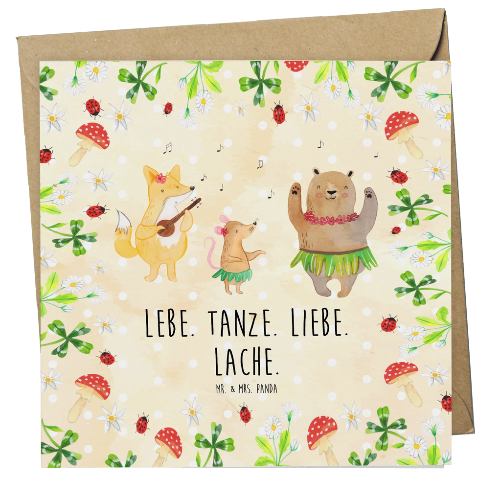 Deluxe Card forest animals Aloha Glückwunschkarte, Grußkarte, Hochzeitskarte, Hochwertige Klappkarte, Hochwertige Grußkarte, Karte, Klappkarte, Geburtstagskarte, Einladungskarte, Tiermotive, Gute Laune, lustige Sprüche, Tiere, Bär, Waldtiere, Hase, Lachen, Leben, Tanzen, Musik, Igel, Wald, Aloha