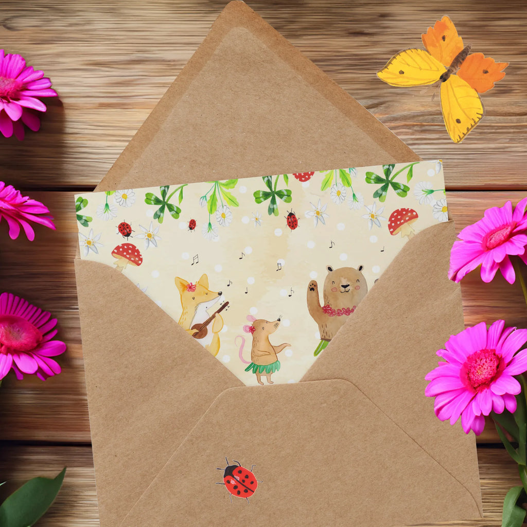 Deluxe Card forest animals Aloha Glückwunschkarte, Grußkarte, Hochzeitskarte, Hochwertige Klappkarte, Hochwertige Grußkarte, Karte, Klappkarte, Geburtstagskarte, Einladungskarte, Tiermotive, Gute Laune, lustige Sprüche, Tiere, Bär, Waldtiere, Hase, Lachen, Leben, Tanzen, Musik, Igel, Wald, Aloha