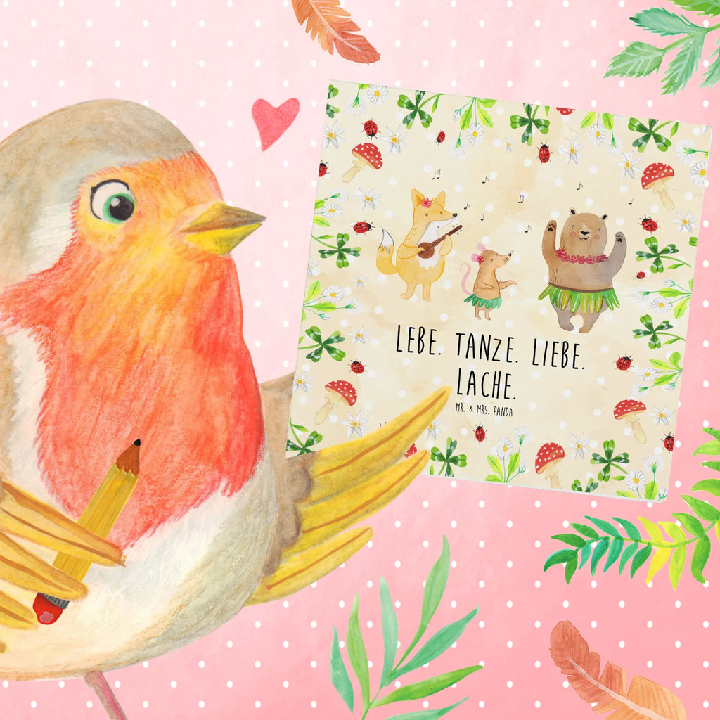 Deluxe Card forest animals Aloha Glückwunschkarte, Grußkarte, Hochzeitskarte, Hochwertige Klappkarte, Hochwertige Grußkarte, Karte, Klappkarte, Geburtstagskarte, Einladungskarte, Tiermotive, Gute Laune, lustige Sprüche, Tiere, Bär, Waldtiere, Hase, Lachen, Leben, Tanzen, Musik, Igel, Wald, Aloha