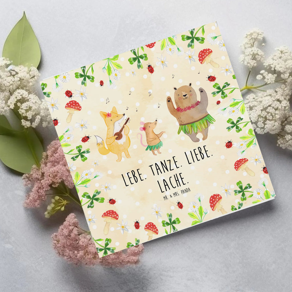 Deluxe Card forest animals Aloha Glückwunschkarte, Grußkarte, Hochzeitskarte, Hochwertige Klappkarte, Hochwertige Grußkarte, Karte, Klappkarte, Geburtstagskarte, Einladungskarte, Tiermotive, Gute Laune, lustige Sprüche, Tiere, Bär, Waldtiere, Hase, Lachen, Leben, Tanzen, Musik, Igel, Wald, Aloha