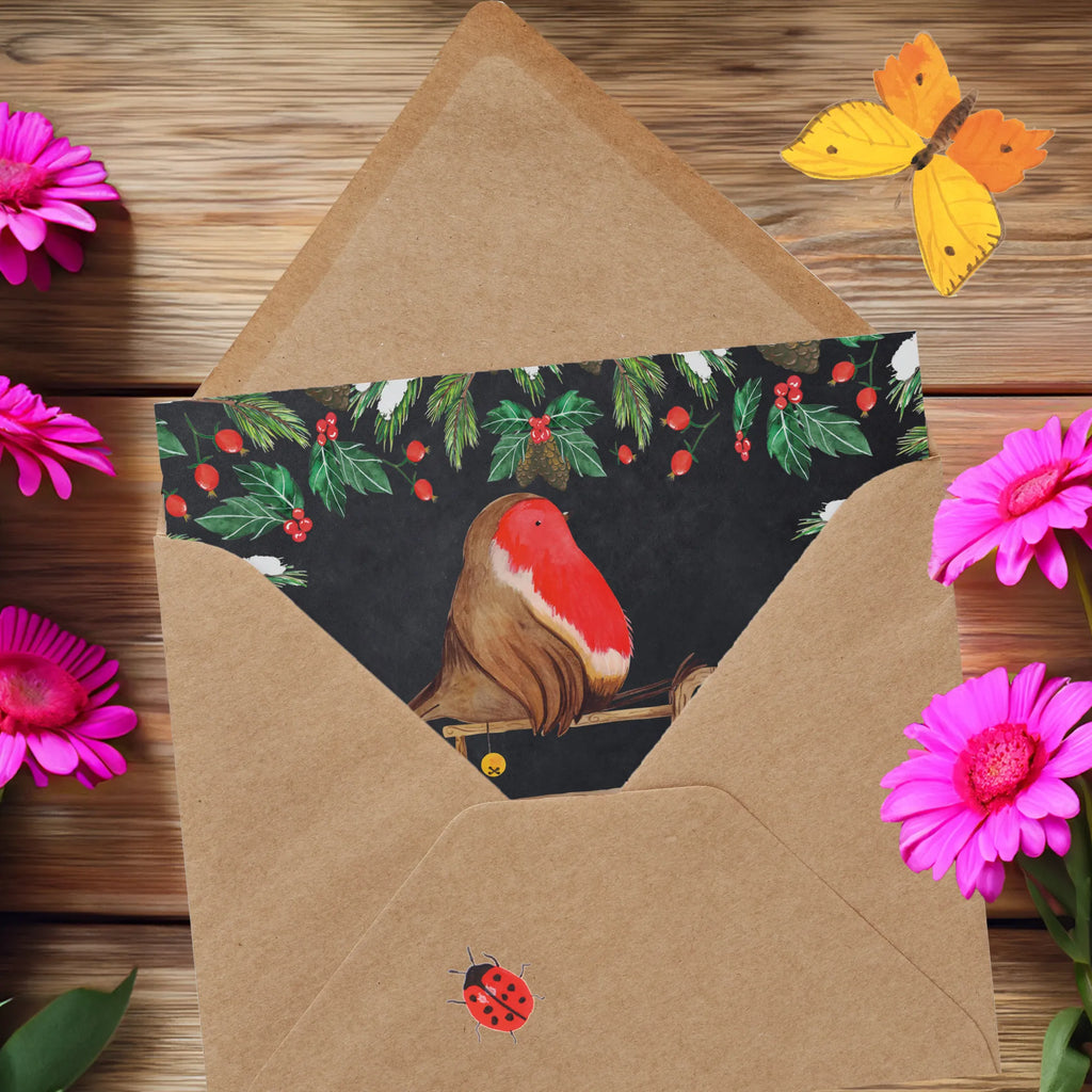 Deluxe Karte Rotkehlchen Schlitten Geburtstagskarte, Hochwertige Grußkarte, Grußkarte, Karte, Einladungskarte, Hochwertige Klappkarte, Glückwunschkarte, Klappkarte, Hochzeitskarte, Winter, Weihnachten, Weihnachtsdeko, Nikolaus, Advent, Heiligabend, Wintermotiv, Vogel, Schlitten