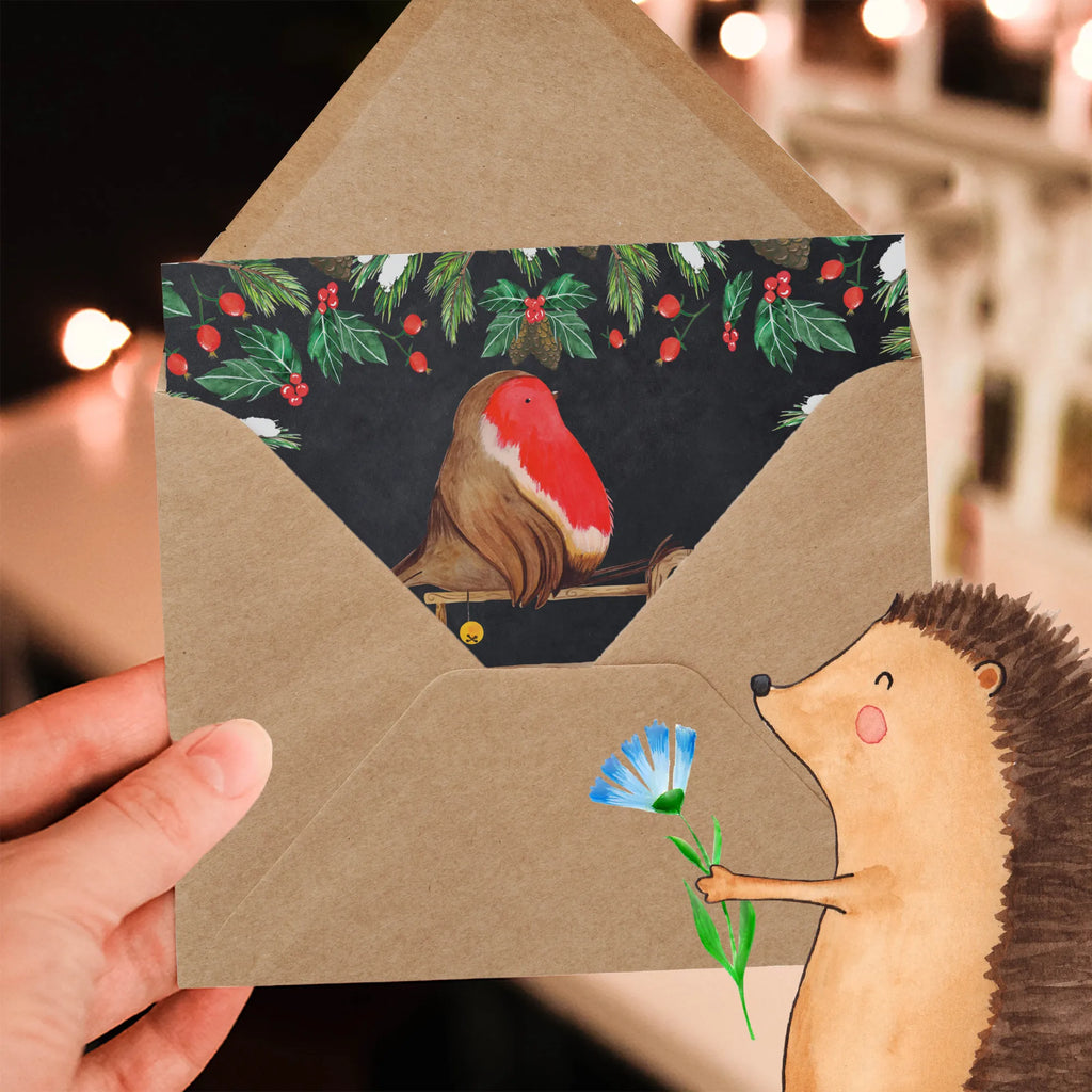 Deluxe Karte Rotkehlchen Schlitten Geburtstagskarte, Hochwertige Grußkarte, Grußkarte, Karte, Einladungskarte, Hochwertige Klappkarte, Glückwunschkarte, Klappkarte, Hochzeitskarte, Winter, Weihnachten, Weihnachtsdeko, Nikolaus, Advent, Heiligabend, Wintermotiv, Vogel, Schlitten