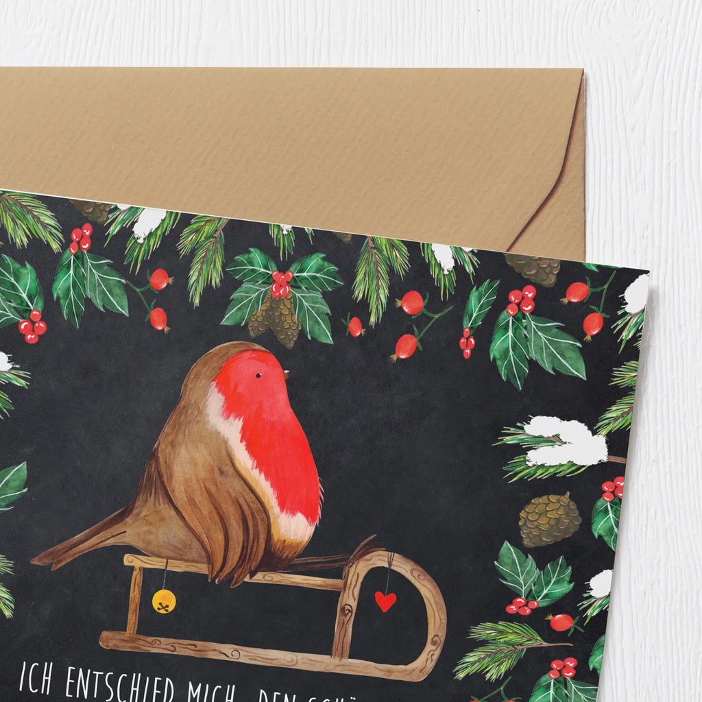 Deluxe Karte Rotkehlchen Schlitten Geburtstagskarte, Hochwertige Grußkarte, Grußkarte, Karte, Einladungskarte, Hochwertige Klappkarte, Glückwunschkarte, Klappkarte, Hochzeitskarte, Winter, Weihnachten, Weihnachtsdeko, Nikolaus, Advent, Heiligabend, Wintermotiv, Vogel, Schlitten