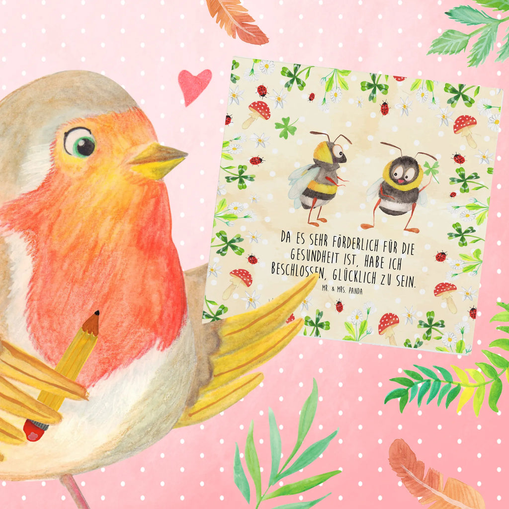 Deluxe Karte Hummeln Kleeblatt Hochwertige Klappkarte, Grußkarte, Glückwunschkarte, Karte, Einladungskarte, Hochzeitskarte, Geburtstagskarte, Hochwertige Grußkarte, Klappkarte, Tiermotive, Gute Laune, lustige Sprüche, Tiere, Spruch fröhlich, Hummel, Spruch schön, Spruch positiv, Biene Deko, glücklich sein, glücklich werden, Biene