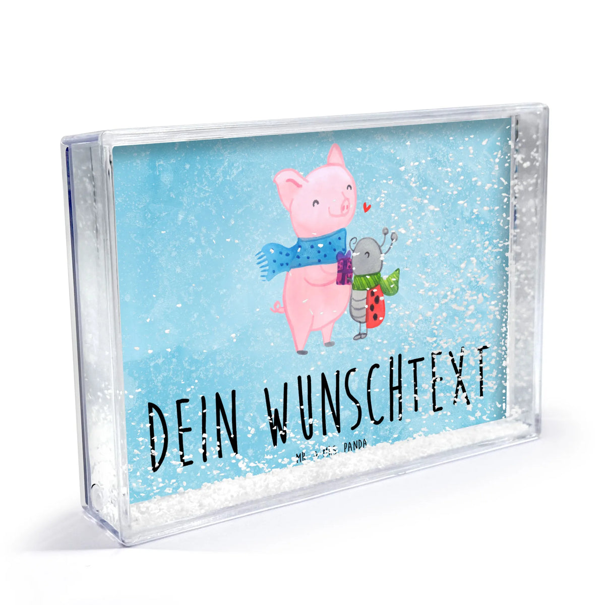 Personalized Shaker Frame Glow Pig Snuggle Winter, Christmas, Christmas time, snow