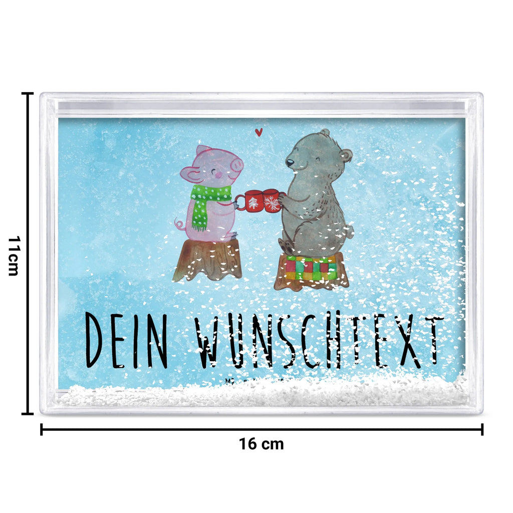 Personalisierter Schüttelrahmen Glühschwein Sause Winter, Weihnachten, Weihnachtsdeko, Nikolaus, Advent, Heiligabend, Wintermotiv, Weihnachtszeit, Schwein, Alles Gute, Prost, Bär