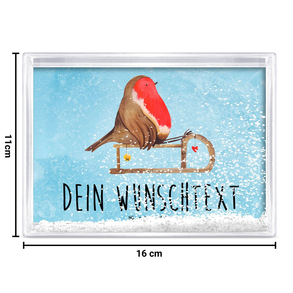 Personalisierter Schüttelrahmen Rotkehlchen Schlitten Winter, Weihnachten, Weihnachtsdeko, Nikolaus, Advent, Heiligabend, Wintermotiv, Vogel, Schlitten
