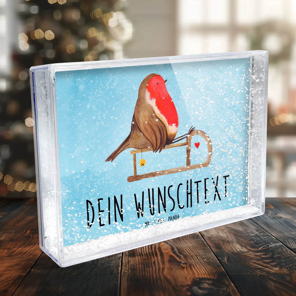 Personalisierter Schüttelrahmen Rotkehlchen Schlitten Winter, Weihnachten, Weihnachtsdeko, Nikolaus, Advent, Heiligabend, Wintermotiv, Vogel, Schlitten