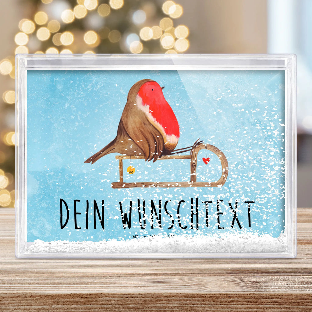 Personalisierter Schüttelrahmen Rotkehlchen Schlitten Winter, Weihnachten, Weihnachtsdeko, Nikolaus, Advent, Heiligabend, Wintermotiv, Vogel, Schlitten