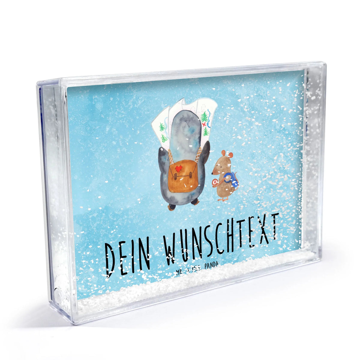 Personalisierter Schüttelrahmen Pinguin & Maus Wanderer Pinguin, Abenteurer, Pinguine, Ausflug, Wanderlust, Wandern, Abenteuer, Roadtrip