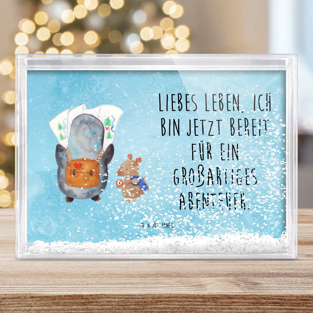 Schüttelrahmen Pinguin & Maus Wanderer Pinguin, Roadtrip, Pinguine, Abenteurer, Ausflug, Wanderlust, wandern, Abenteuer