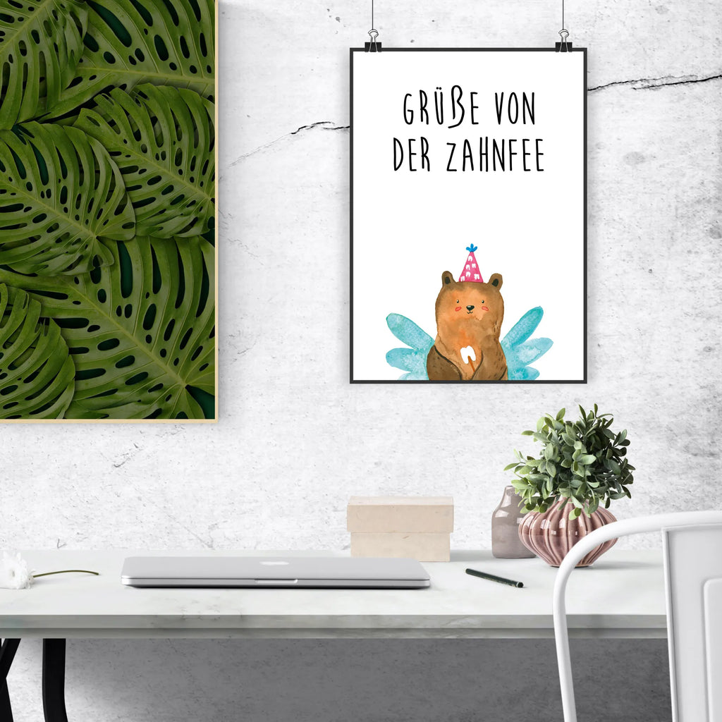 Plakat niedźwiedź Wróżka zębów Mr. & Mrs. Panda Poster, Bild, Wandposter, Wanddeko, Wanddekoration, Küchenposter, Handgemaltes Poster, Kinderposter, Raumdekoration, Designposter, Kunstdruck, Wanddeko Bild, Poster, Posterdruck, Bär, Teddy, Teddybär, Milchzahn, Fee, Zahnfee, Erster Zahn