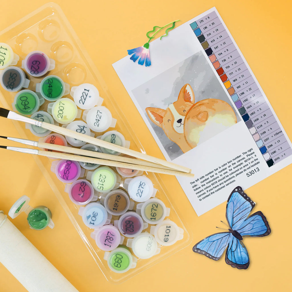 Malowanie według numerów odcięty Corgi tyłek Motiv Kunstwerk, Ausmalbild, Malen nach Zahlen, Hund, Hundemotiv, Haustier, Hunderasse, Tierliebhaber, Hundebesitzer, Sprüche, Hundeliebe, Selbstliebe, Motivation, Spruch, Corgie