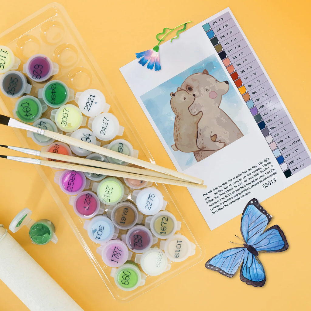 Paint by Numbers cut off Papa Bear Motiv Kunstwerk, Malen nach Zahlen, Ausmalbild, Familie, Vatertag, Muttertag, Bruder, Schwester, Mama, Papa, Oma, Opa, Vater, Onkel, Papi, Vati, Geschenk, Geburtstag