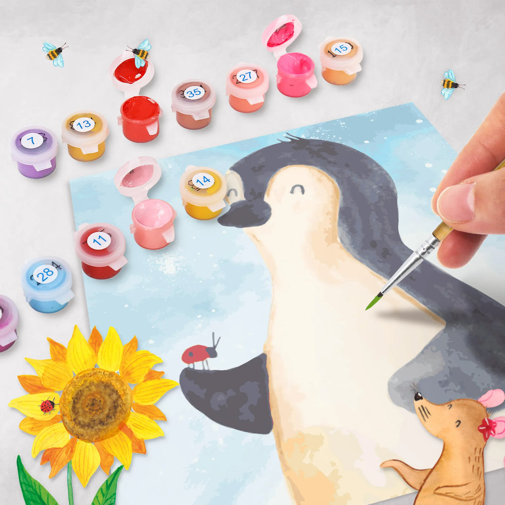 Paint by Numbers cut off Penguin ladybug Motiv Penguin, North Pole, Winter, Penguins, penguins, love, happiness, joy of life, joy, ladybird, wonder