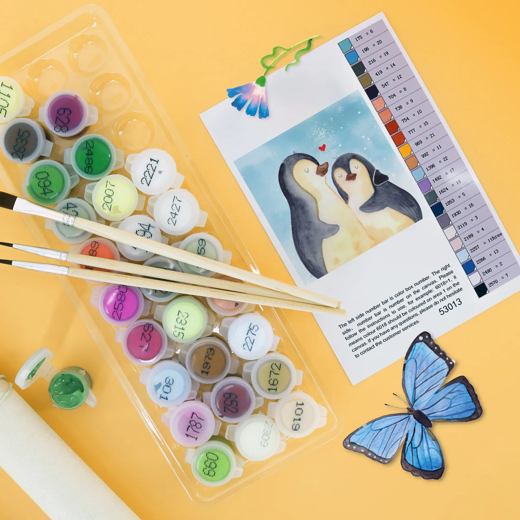 Paint by Numbers cut off Penguin embrace Motiv Kunstwerk, Malen nach Zahlen, Ausmalbild, Pinguin, Liebesgeschenk, Liebesbeweis, Jahrestag, Hochzeit, Hochzeitsgeschenk, Liebespaar, Liebe, Verlobung, Hochzeitstag