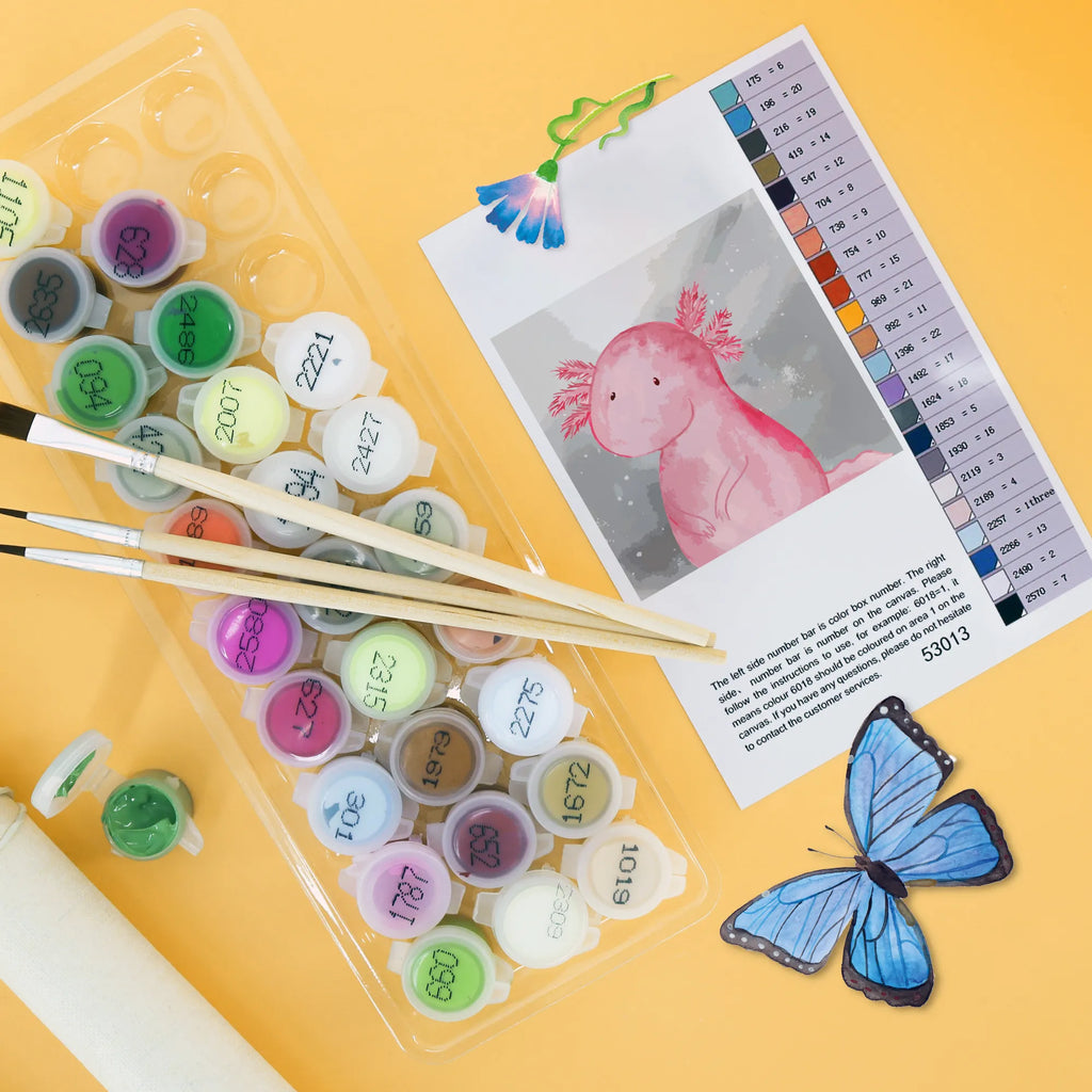 Malen nach Zahlen Axolotl Niedlich Motiv Baseln, Ausmalbild, Bastelidee, DIY, Malen nach Zahlen, Kreativität, Kunstwerk, Malen, Künstler, Axolotl, Molch, Liebe, Lebensweisheit, zufrieden, Weisheit, vergnügt, Freundin, Axolot, Lebensstil, fröhlich