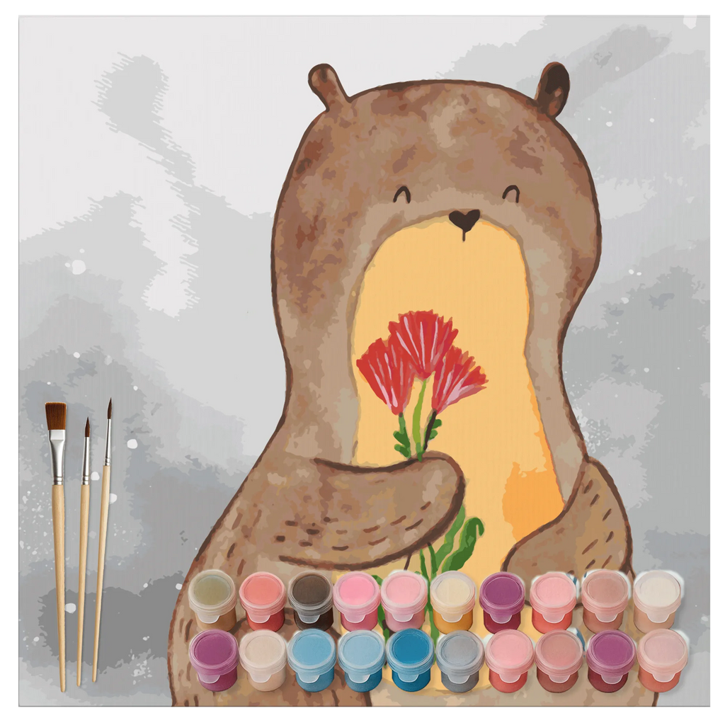Paint by Numbers cut off otter Bunch of flowers Motiv kreativ set, Malen nach Zahlen, leinwand malset, malset, zahlenbilder, diy set, malen nach zahlen set, Otter, Fischotter, Seeotter, Otter Seeotter See Otter