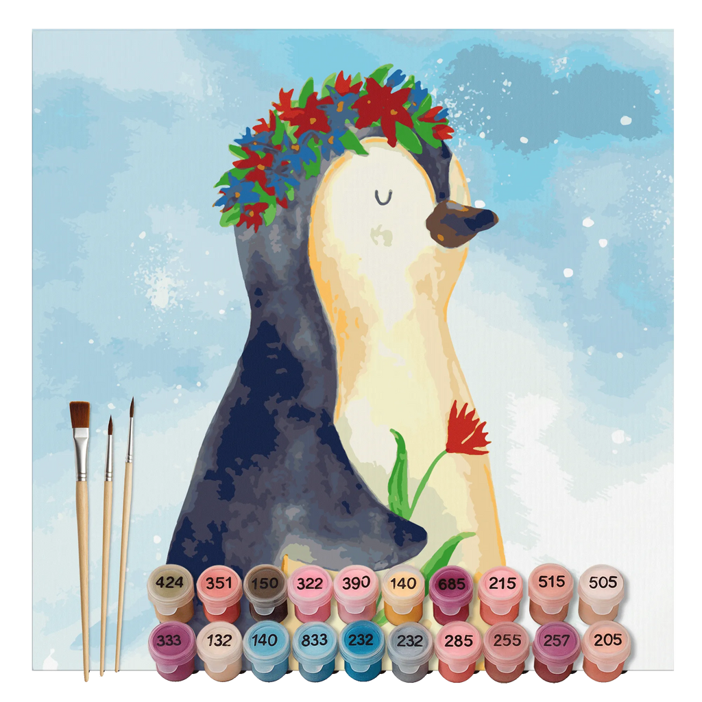 Paint by Numbers cut off Penguin Flower Motiv Malen nach Zahlen, malen nach zahlen set, diy set, leinwand malset, kreativ set, malset, zahlenbilder, Pinguin, Pinguine, Leben, Liebeskummer, Blumenkranz, Wünsche, Geschenkidee, Lebenslust, Ziele, Lebensziele, Universum, Motivation