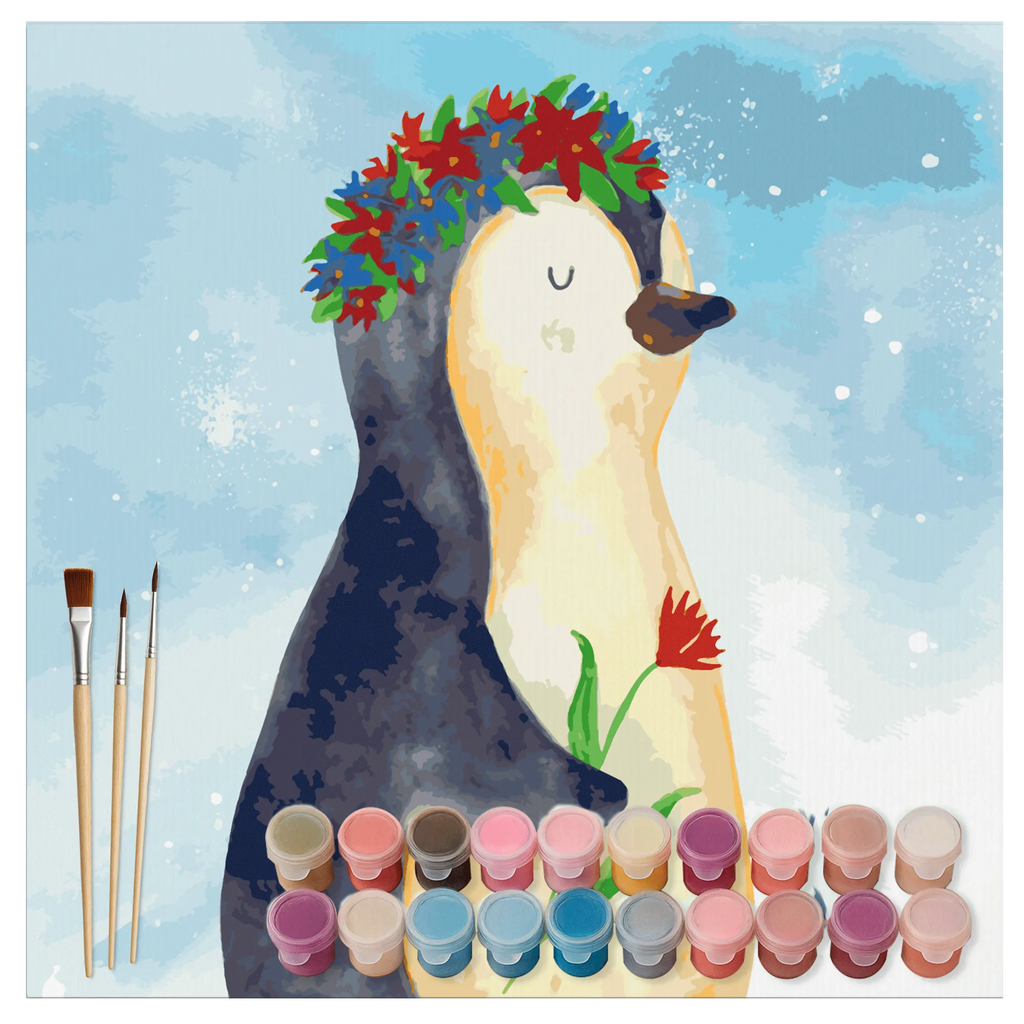 Paint by Numbers cut off Penguin Flower Motiv Malen nach Zahlen, malen nach zahlen set, diy set, leinwand malset, kreativ set, malset, zahlenbilder, Pinguin, Pinguine, Leben, Liebeskummer, Blumenkranz, Wünsche, Geschenkidee, Lebenslust, Ziele, Lebensziele, Universum, Motivation