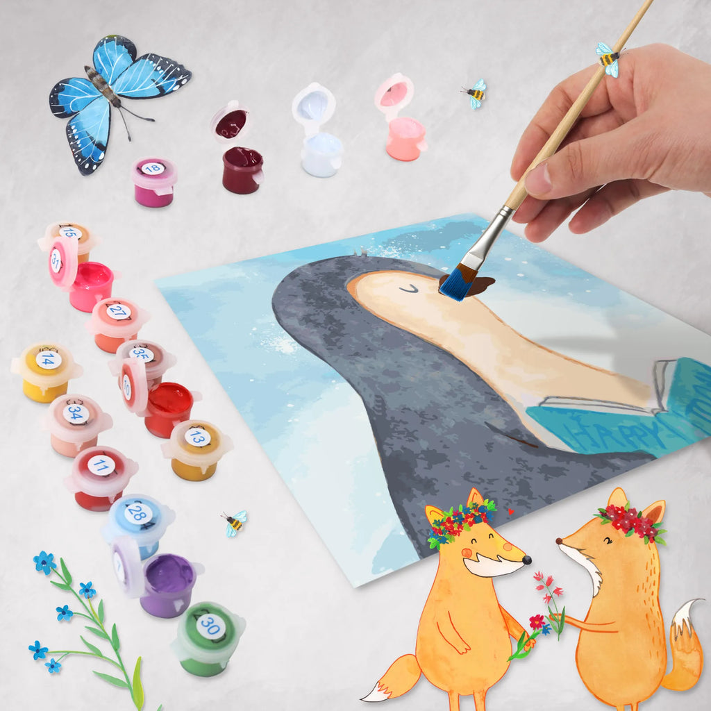 Malowanie według numerów odcięty pingwin książka Motiv Bastelidee, DIY, Malen, Ausmalbild, Kreativität, Malen nach Zahlen, Baseln, Kunstwerk, Künstler, Pinguin, Bücherwurm, Freizeit, Nichtstun, Ferien, Faulenzen, Urlaub, Pinguine, Buch, Lesen