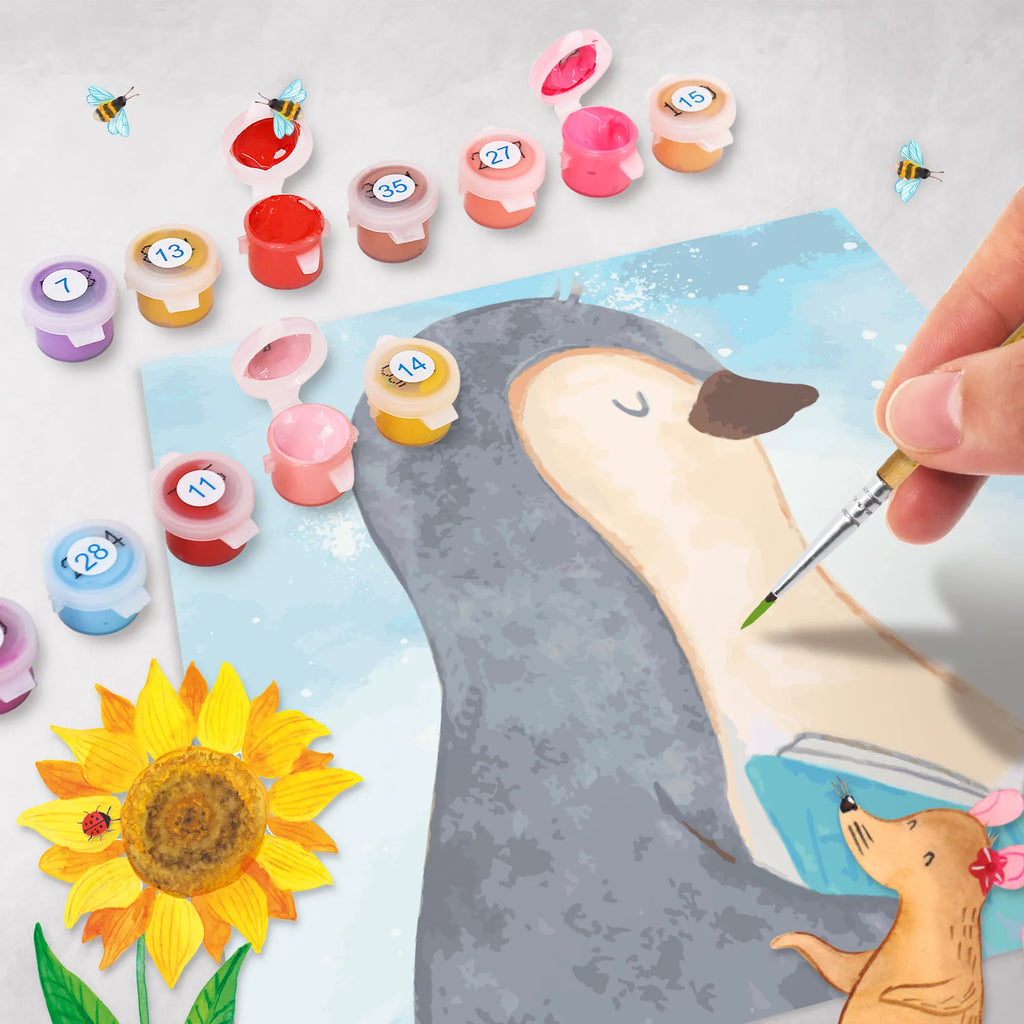 Malowanie według numerów odcięty pingwin książka Motiv Bastelidee, DIY, Malen, Ausmalbild, Kreativität, Malen nach Zahlen, Baseln, Kunstwerk, Künstler, Pinguin, Bücherwurm, Freizeit, Nichtstun, Ferien, Faulenzen, Urlaub, Pinguine, Buch, Lesen