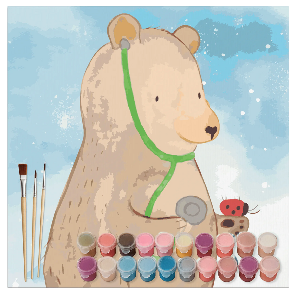 Malowanie według numerów odcięty niedźwiedź lekarz Motiv DIY, Bastelidee, Baseln, Malen nach Zahlen, Kunstwerk, Kreativität, Malen, Künstler, Ausmalbild, Bär, Teddy, Teddybär, Professorin, Professor, Arzt, Doktor, Ärztin, Doktorin