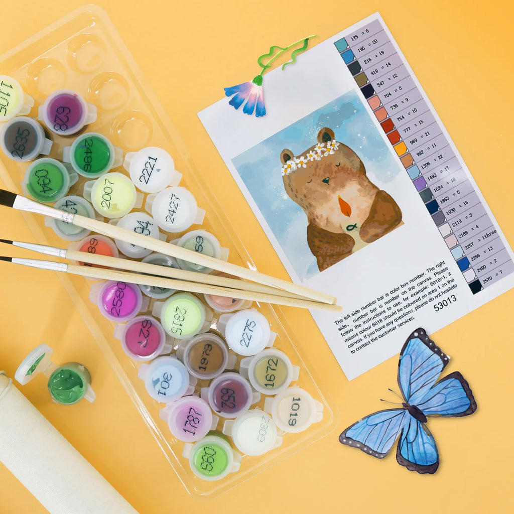 Paint by Numbers cut off bear communion Motiv DIY, Ausmalbild, Kreativität, Bastelidee, Malen nach Zahlen, Malen, Kunstwerk, Künstler, Baseln, Bär, Teddy, Teddybär, Taufkerze, Kommunion, Gottes Segen, katholisch