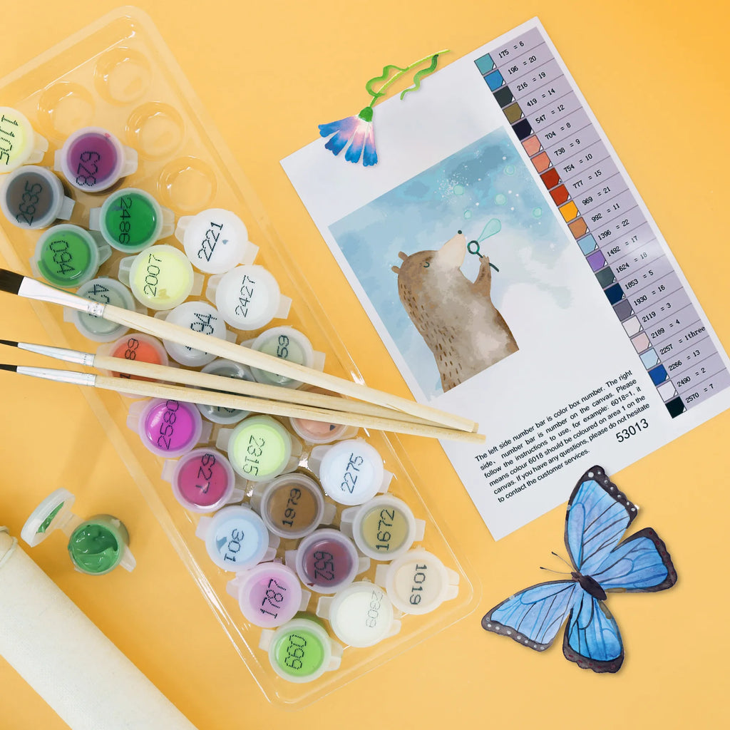 Paint by Numbers cut off bear soap bubbles Motiv leinwand malset, malen nach zahlen set, zahlenbilder, diy set, malset, kreativ set, Malen nach Zahlen, Teddybär, Bär, Teddy, Seifenblasen Bär Lustig Sein Glücklich Traurig Happy