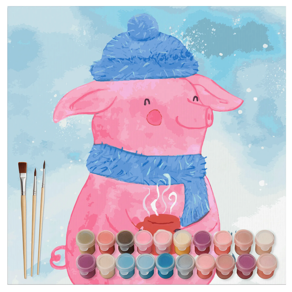 Malowanie według numerów odcięty świnia grzane wino Motiv Zima, Boże Narodzenie, dekoracje świąteczne, Mikołaj, Adwent, Wigilia, zimowy motyw