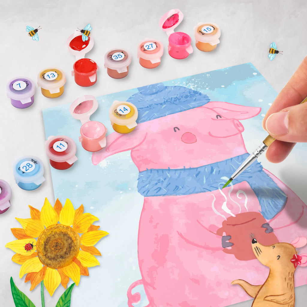 Malowanie według numerów odcięty świnia grzane wino Motiv Zima, Boże Narodzenie, dekoracje świąteczne, Mikołaj, Adwent, Wigilia, zimowy motyw