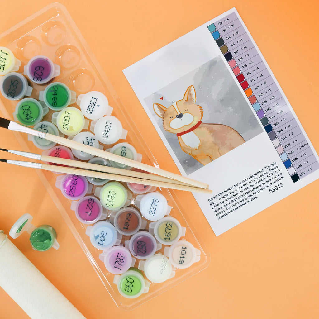 Paint by Numbers cut off Dog Luck Motiv Kunstwerk, Künstler, DIY, Baseln, Kreativität, Malen, Ausmalbild, Malen nach Zahlen, Bastelidee, Hund, Hundemotiv, Haustier, Hunderasse, Tierliebhaber, Hundebesitzer, Sprüche, Hundeliebe, Spruch, Hundemama, Corgie, Liebe