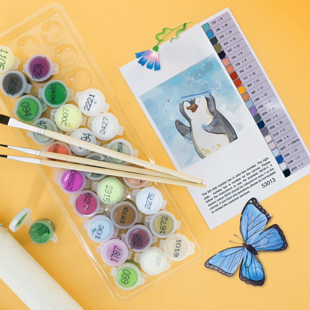 Paint by Numbers cut off Penguin have a shower Motiv malen nach zahlen set, diy set, kreativ set, leinwand malset, Malen nach Zahlen, zahlenbilder, malset, Pinguin, Neuanfang, glücklich sein, Motivation, Duschen, Neustart, Pinguine, Lebensmotto, Dusche