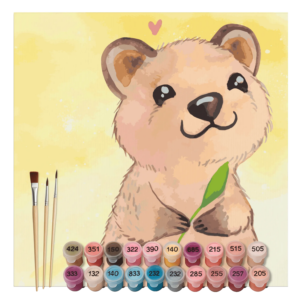 Paint by Numbers cut off Quokka Happy Motiv small animals, cute, funny, cute animal motives, hand drawn, small world, funny sayings, good mood, happy, gifts, gift ideas, special gifts, animal lover, card