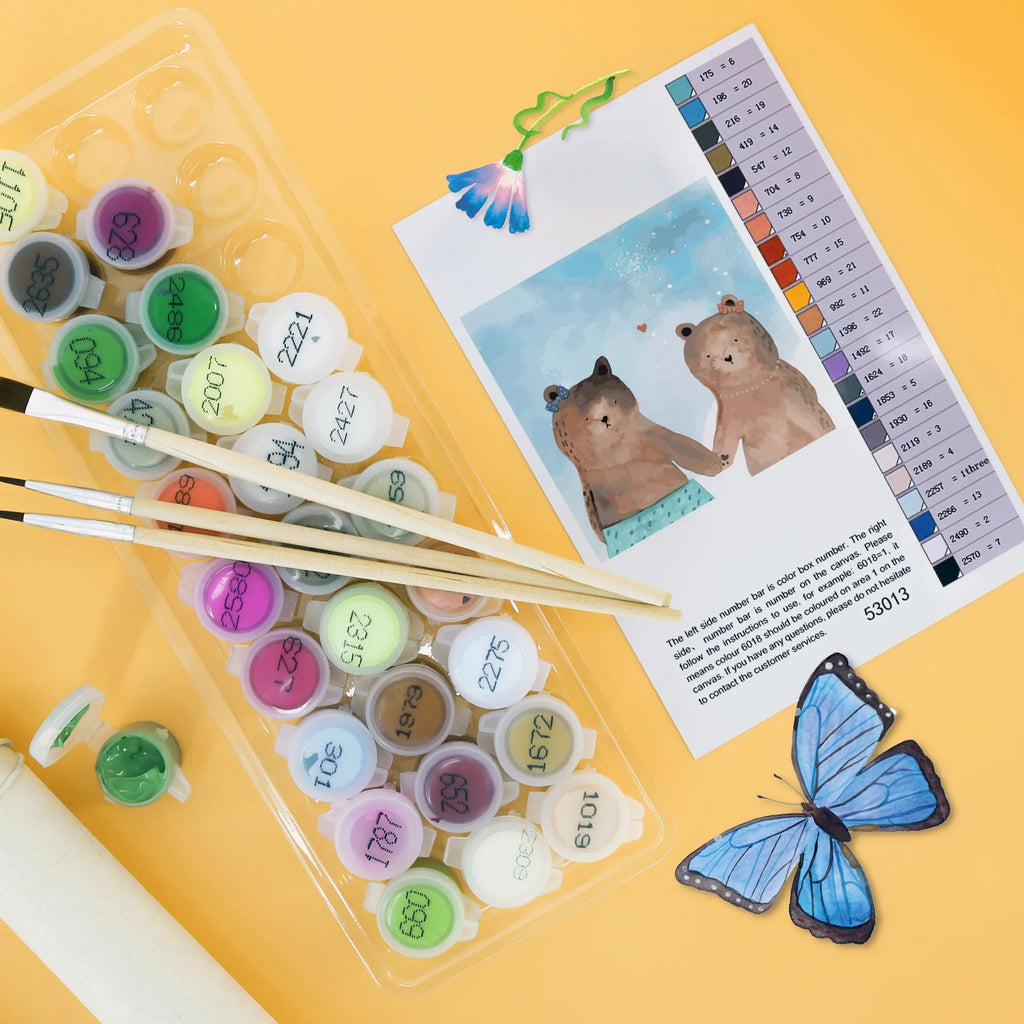 Malowanie według numerów odcięty Niedźwiedź przyjaciółka Motiv Künstler, Malen, Malen nach Zahlen, Baseln, Kunstwerk, Kreativität, Bastelidee, DIY, Ausmalbild, Bär, Teddy, Teddybär, Bär Freundin Beste Freund Liebe Liebesbeweis Verliebt Kumpel Kumpeliene