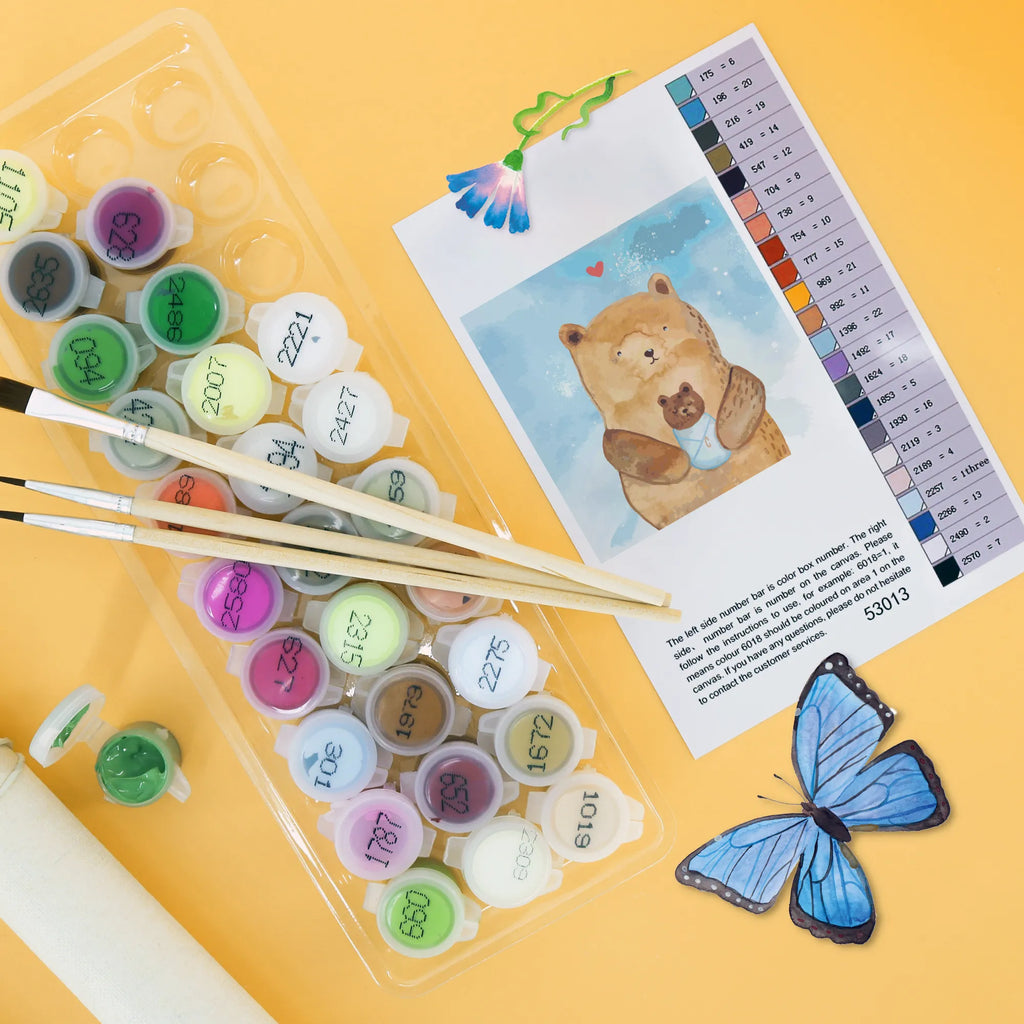 Malowanie według numerów odcięty Niedźwiedź Niemowlę Motiv DIY, Kunstwerk, Ausmalbild, Kreativität, Malen, Baseln, Künstler, Malen nach Zahlen, Bastelidee, Bär, Teddy, Teddybär, Taufe, Baby, Enkelin, Glückwunsch, Mutter, Täufling, Neffe, Geburt, Enkel, Eltern, Nichte, Geburtstag