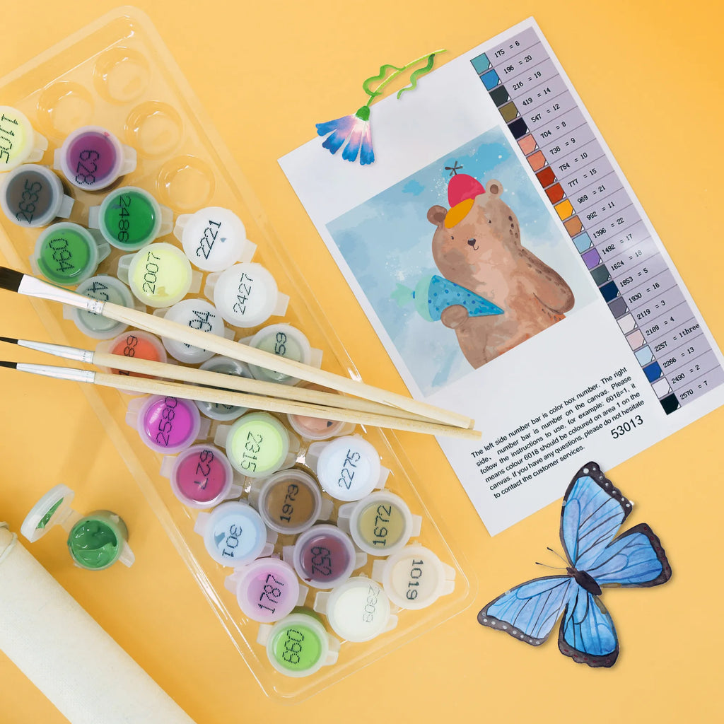 Paint by Numbers cut off bear School cone Motiv Malen nach Zahlen, Kreativität, Baseln, Kunstwerk, Malen, Künstler, Ausmalbild, DIY, Bastelidee, Bär, Teddy, Teddybär, Bär Motiv, Erster Schultag Geschenk, Schulbeginn, Schultüte, Schule Geschenk, Einschulung Geschenk, Schulanfang, Grundschule