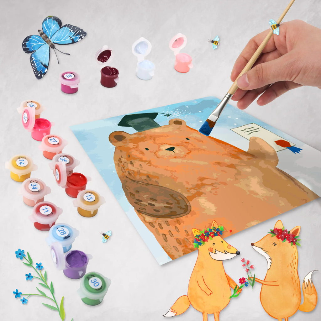 Paint by Numbers cut off bear Test Motiv kreativ set, malset, zahlenbilder, Malen nach Zahlen, malen nach zahlen set, diy set, leinwand malset, Teddybär, Bär, Teddy, Abschluss, Prüfung Bestanden, Prüfungen, Abschlusszeugnis, Zeugnis, Abitur