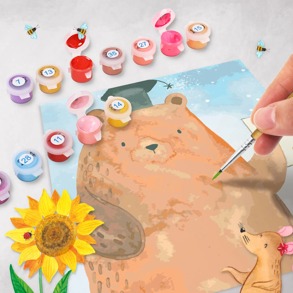 Paint by Numbers cut off bear Test Motiv kreativ set, malset, zahlenbilder, Malen nach Zahlen, malen nach zahlen set, diy set, leinwand malset, Teddybär, Bär, Teddy, Abschluss, Prüfung Bestanden, Prüfungen, Abschlusszeugnis, Zeugnis, Abitur